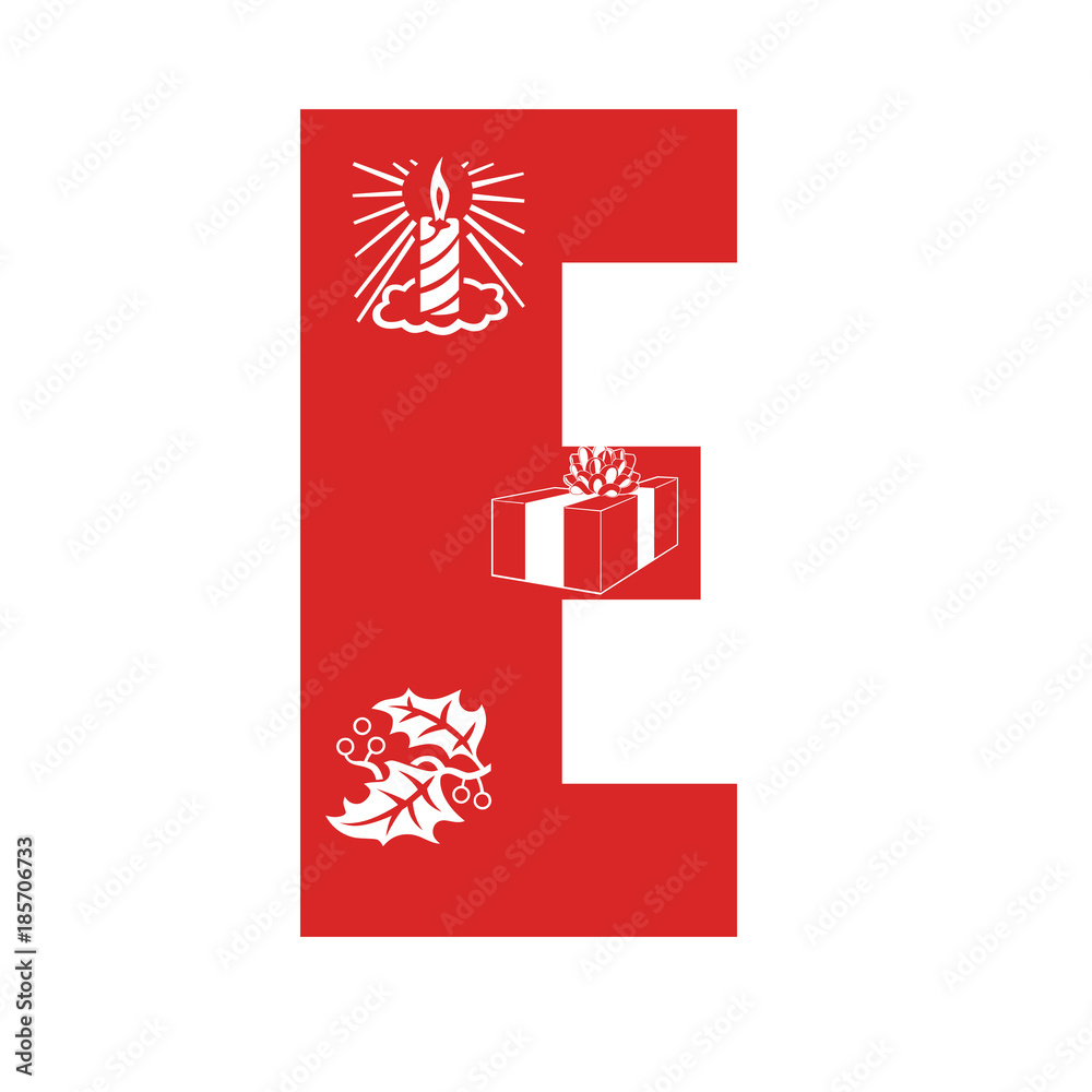 Obraz premium Red colored Christmas alphabet E