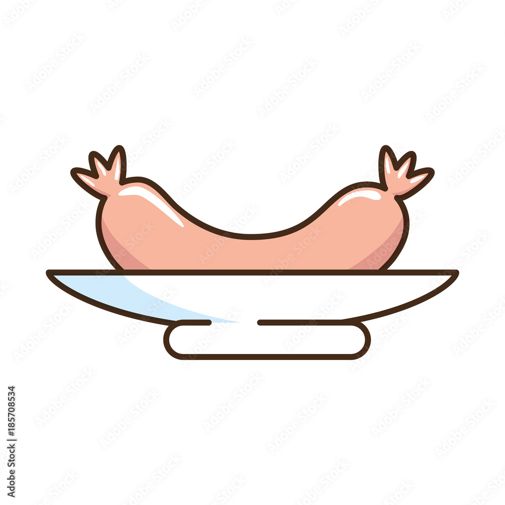 dish with delicious sausage isolated icon vector illustration design dish with delicious sausage isolated icon vector illustration design