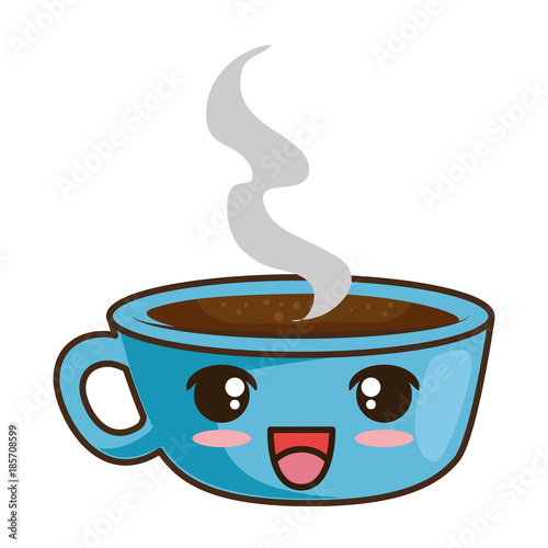 delicious coffee cup kawaii character vector illustration design