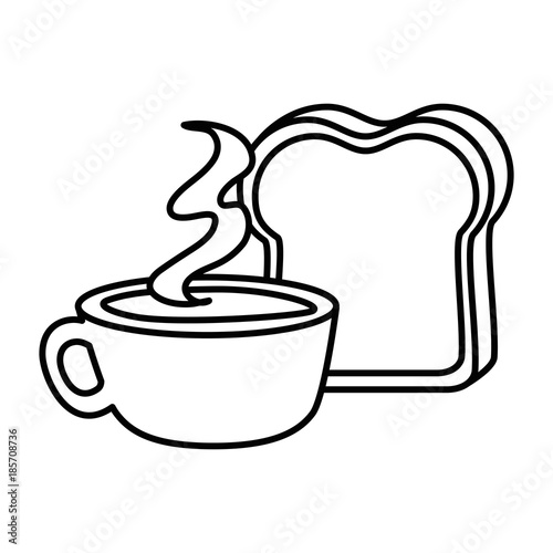 delicious coffee cup with slice bread vector illustration design