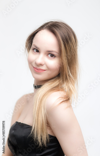 smiling girl with long hair