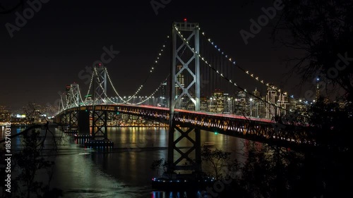 San Francisco Oakland Bay Bridge at Night Timelapse
