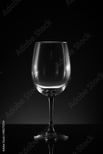 Single upright empty wine glass