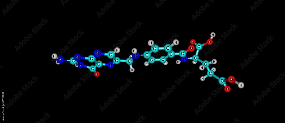 Folic acid molecular structure isolated on black Folic acid molecular structure isolated on black