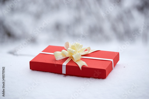 gift in a red packing on a white background