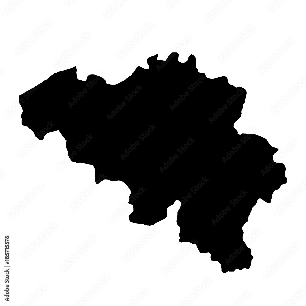 black silhouette country borders map of Belgium on white background of vector illustration