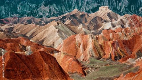 panorama of rainbow-mountain in Zhangye Danxia Landform Geological Park in China