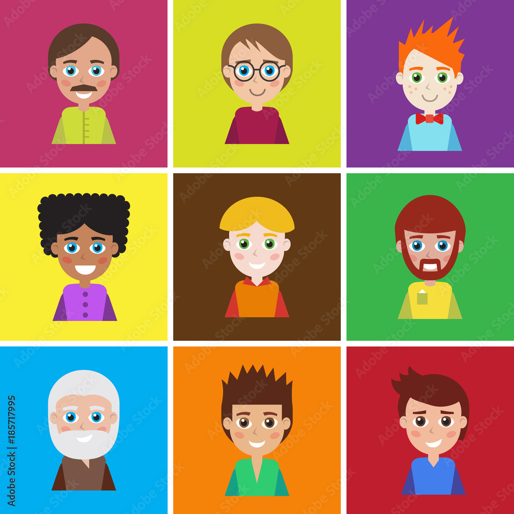 Set of people icons for avatars. Vector illustration for your cute design. Set of people icons for avatars. Vector illustration for your cute design.