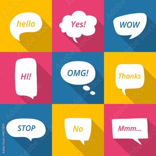 Set of Speech Bubble Icons With Shadows For Your Design. Vector illustration for your cute design.