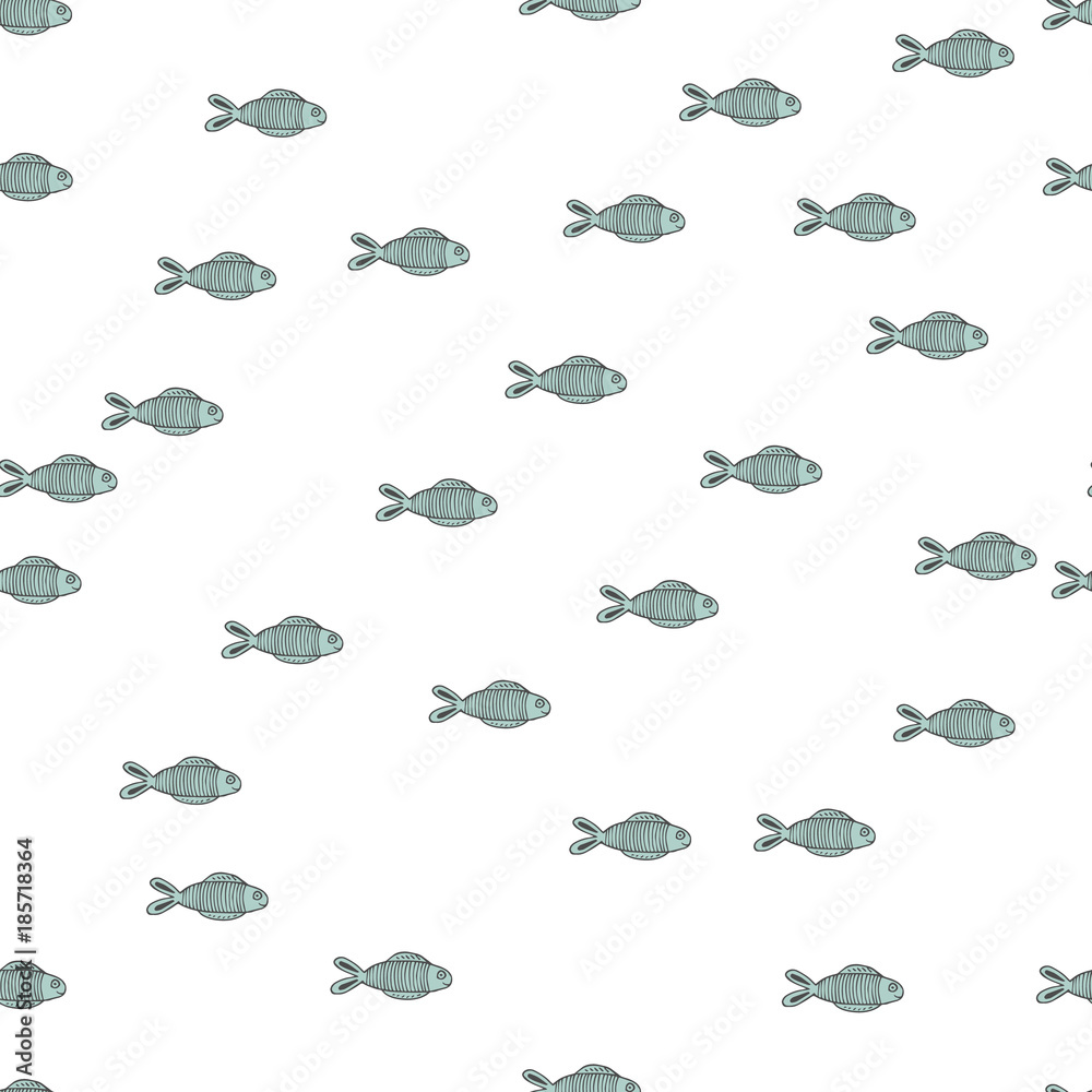 Cute fish seamless pattern. Scandinavian background. Baby style. Cute fish seamless pattern. Scandinavian background. Baby style.