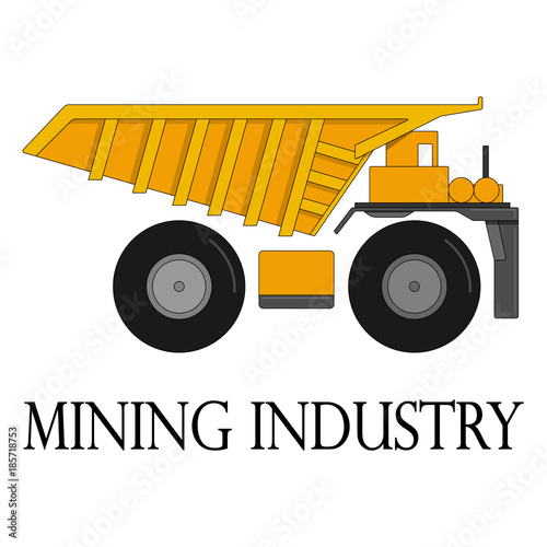 Color illustration of the dump truck for the mining industry on a white background.