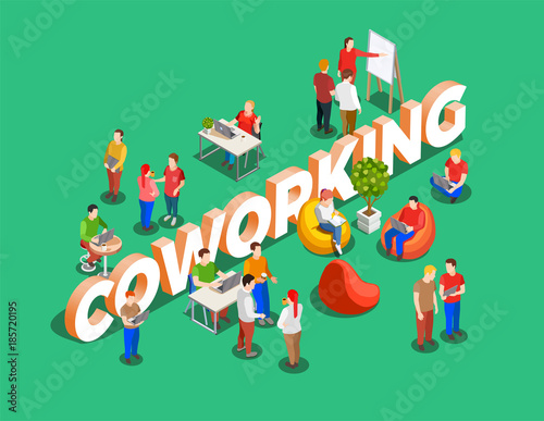 Coworking Space Isometric Background