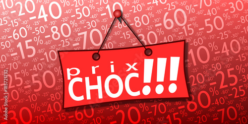 Fond de % Pancarte Prix Choc !!! -10% à -80%