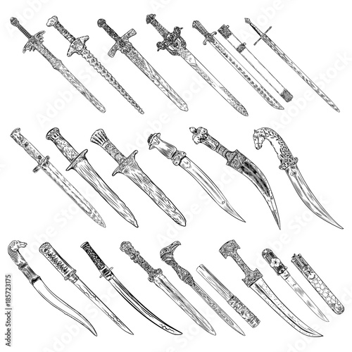 Foto Set of Medieval cold weapon
