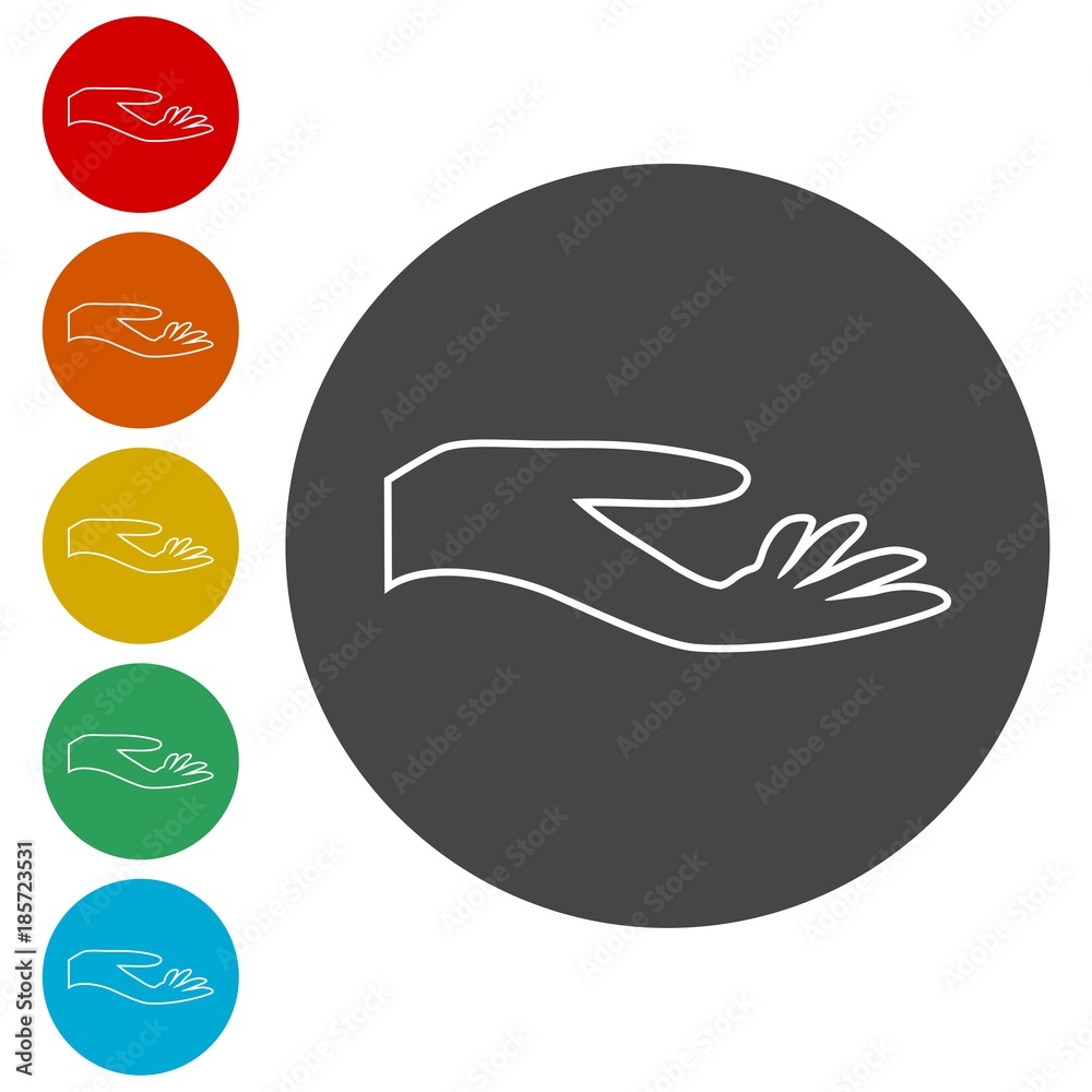 Illustration of a hand offering, Hand icon Illustration of a hand offering, Hand icon