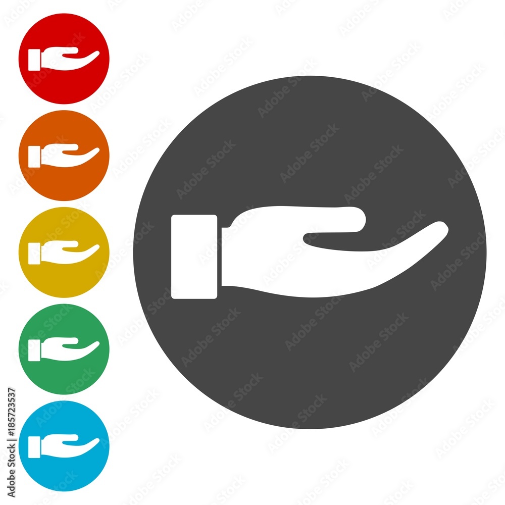 Illustration of a hand offering, Hand icon Illustration of a hand offering, Hand icon