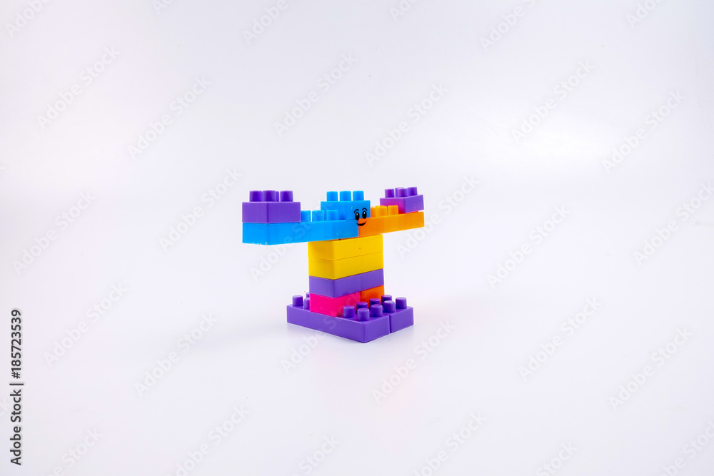 Plastic building blocks isolated on white background Plastic building blocks isolated on white background