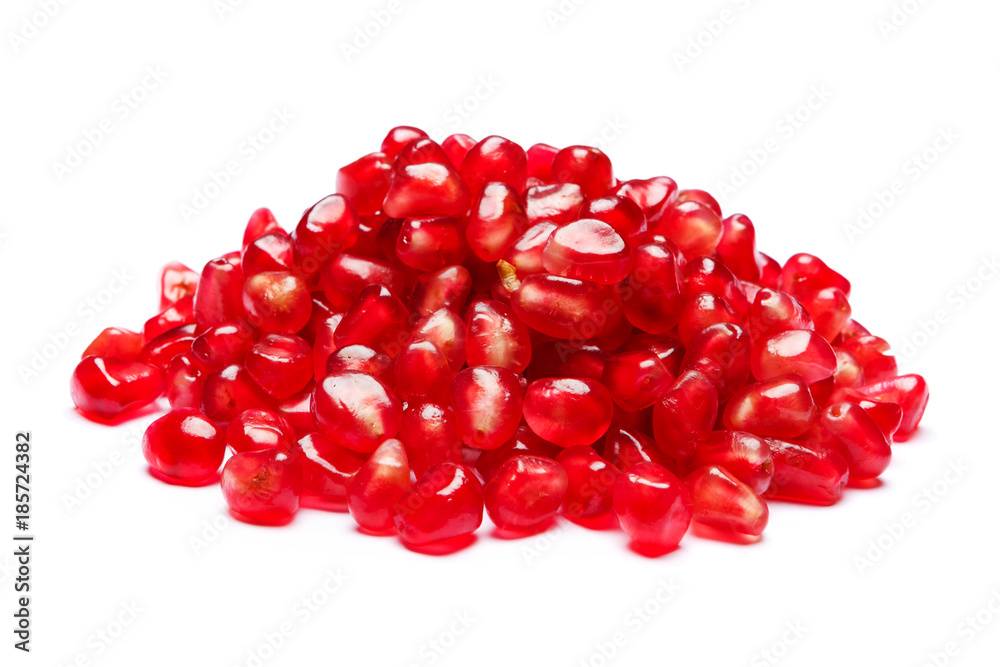pile of Pomegranate seeds on white background pile of Pomegranate seeds on white background