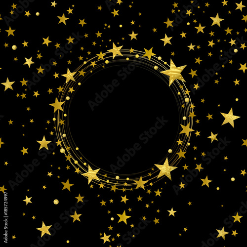 Round Banner of Decorative Gold Stars