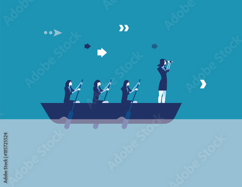 Business leadership and teamwork. Concept business vector illustration. Flat design style.