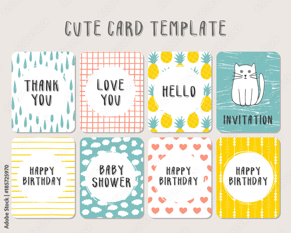 Set of cute baby card template