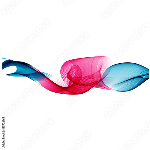Abstract colorful background with waves, red, blue, illustration