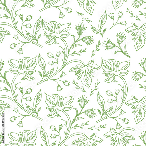 Floral branches seamless pattern. Scandinavian background.