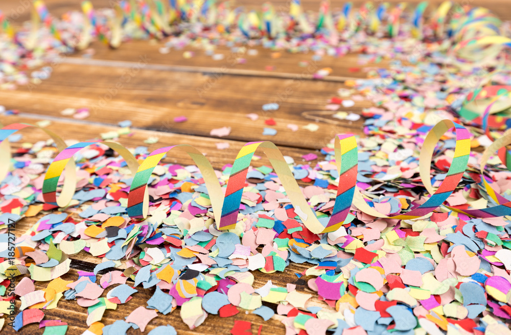 confetti with streamer and copyspace