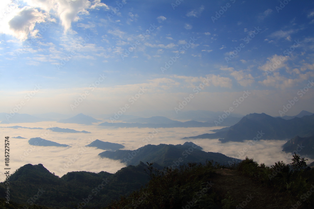 morning mountain fog Thailand