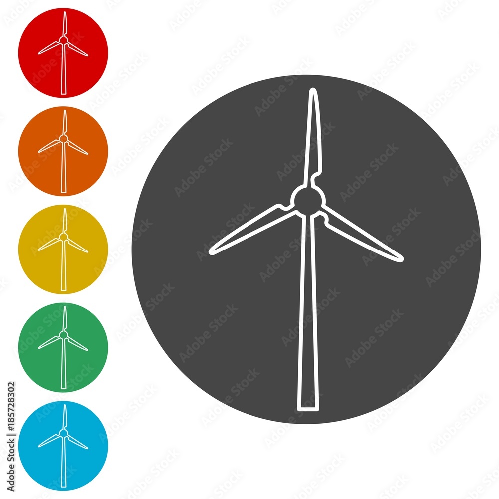 Wind turbine icon, eco concept 
