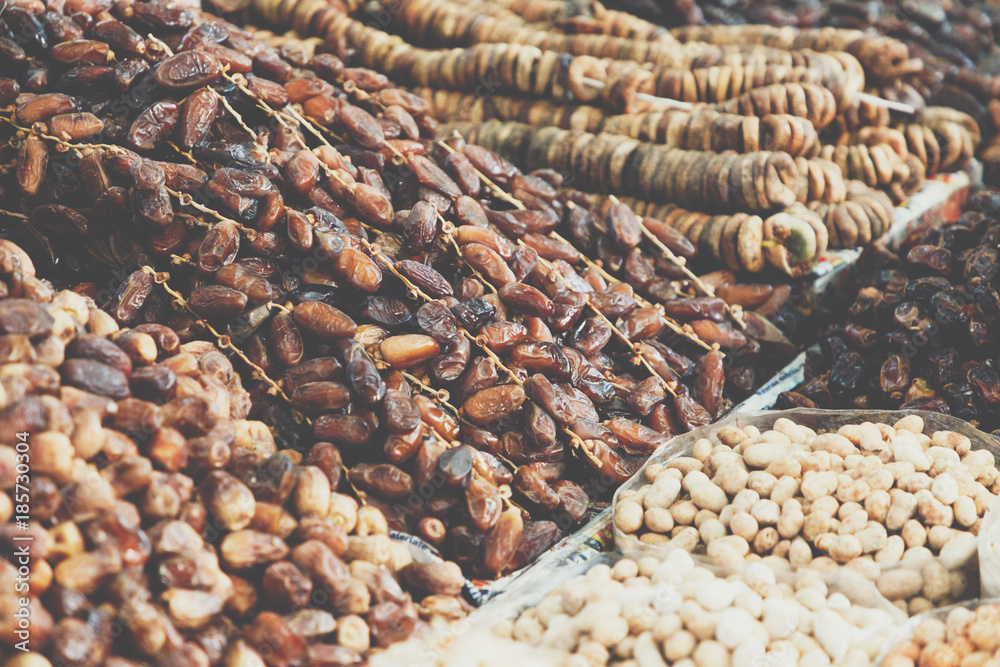 Obraz premium Dried fruits exposed at Marrakesh Market