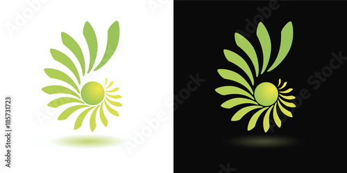 Vector design for your company logo  abstract green yellow icon on white and black background. Corporate business template  modern logo