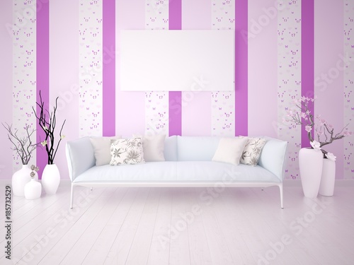 Mock up a perfect living room with a classic sofa and fashionable background.