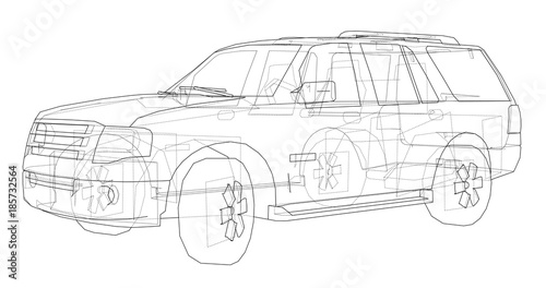 Car SUV drawing outline. Vector