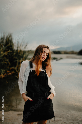 young blond girl autumn