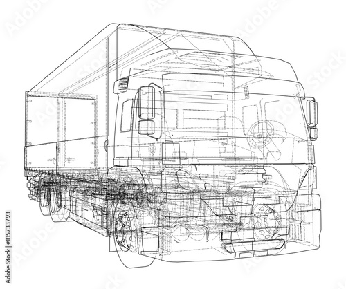 European truck outlined vector