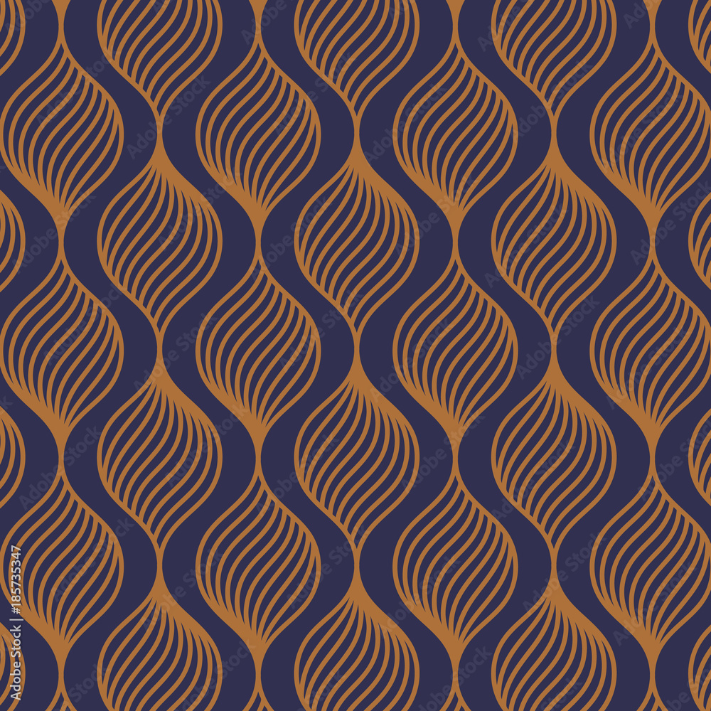 Vector pattern. Abstract stylish background with stylized linear twist curve petals on garland. graphic clean design for fabric, event, wallpaper etc. pattern is on swatches panel.