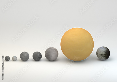 Fototapeta Naklejka Na Ścianę i Meble -  Saturn moons in size comparison