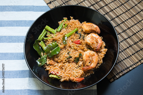 Red curry fried rice with prawn