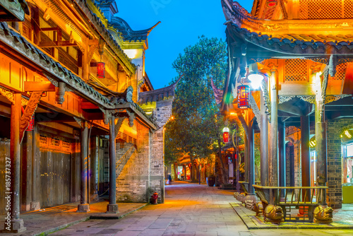Night scene of Huanglong Valley town in Chengdu