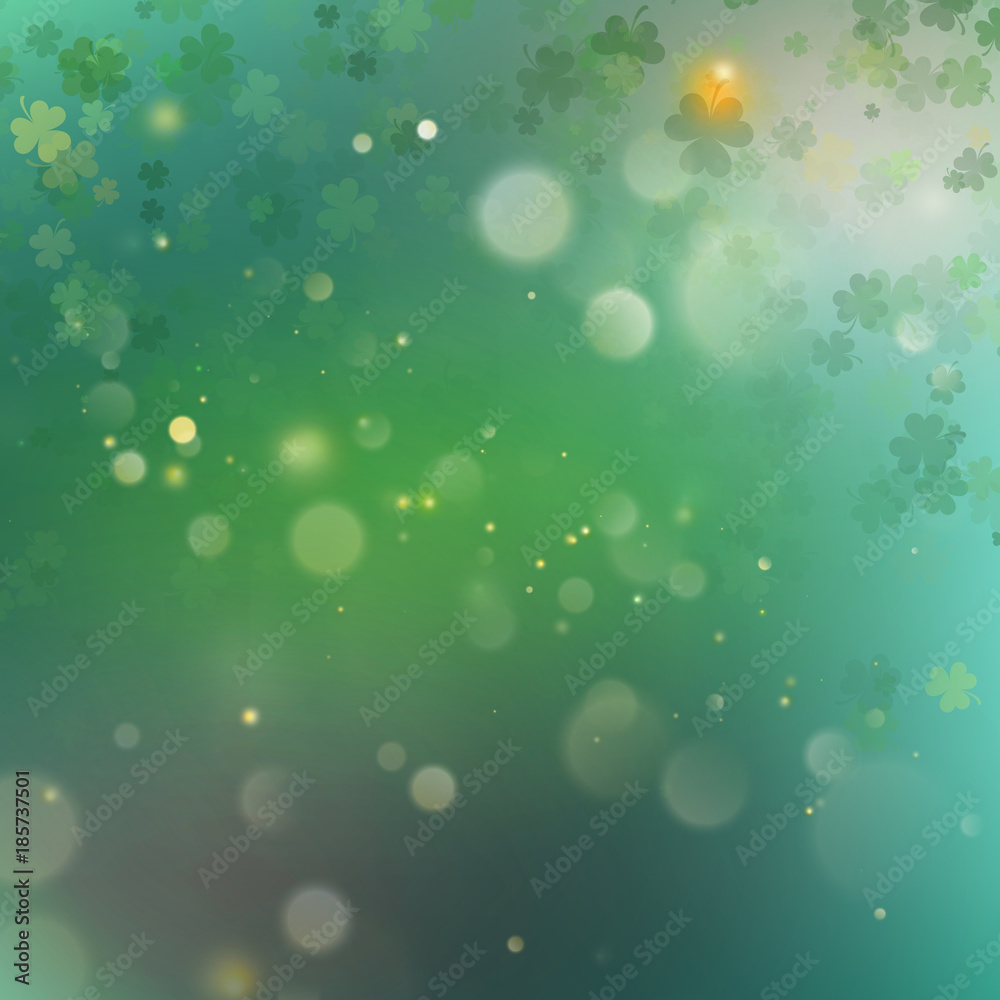 Abstract bokeh blur template with - trifolium clovers. EPS 10 vector