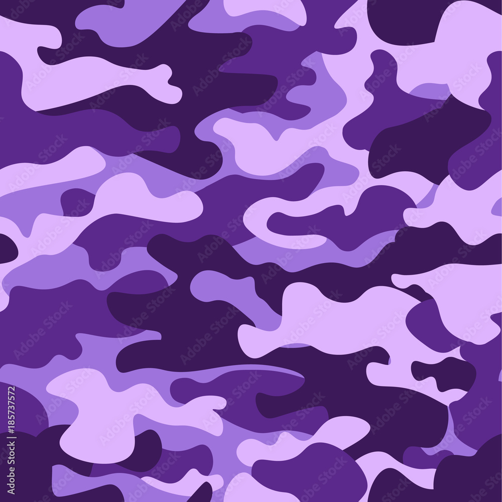 Military camouflage seamless pattern, purple monochrome. Classic