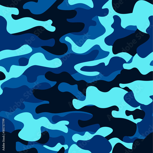 Camouflage seamless color pattern. Army camo, for clothing background. Vector illustration. Sea water camouflage.Classic clothing style masking camo repeat print.