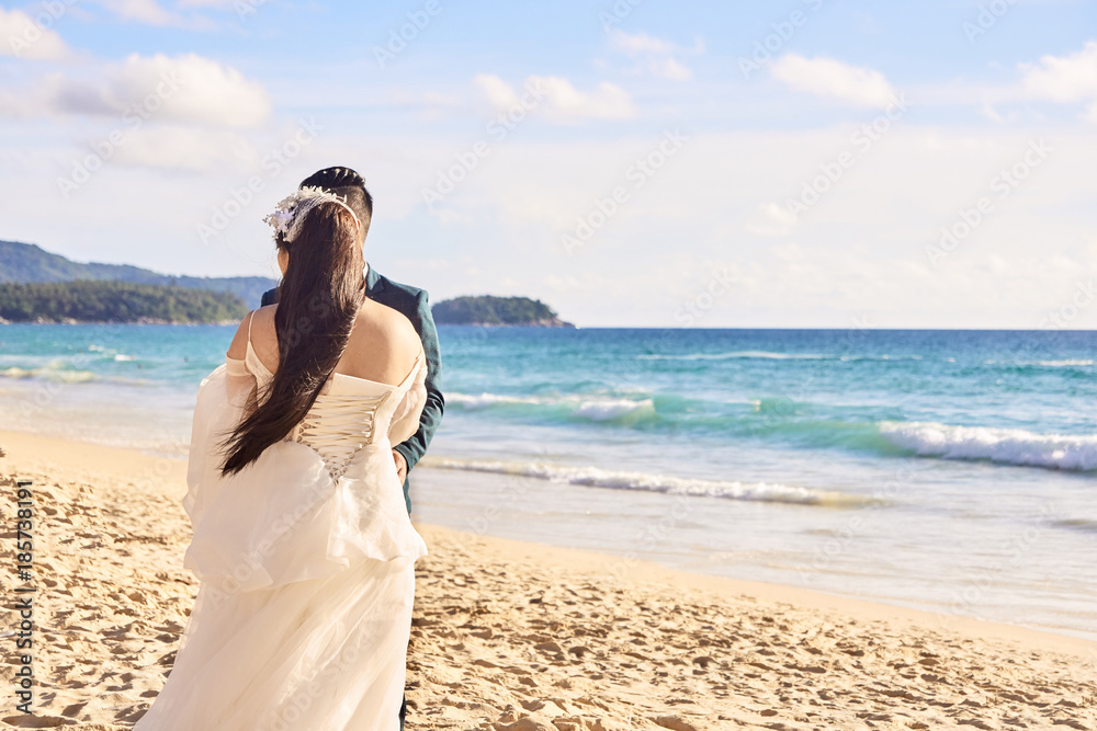 Bride and groom. Relax on beach. Wedding Bride and groom. Relax on beach. Wedding