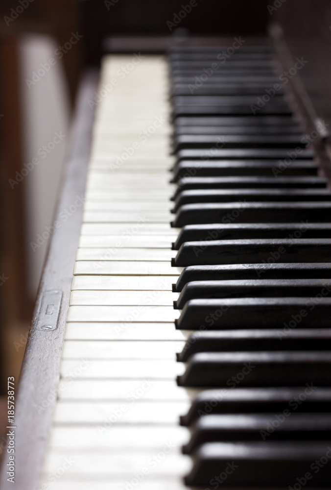 Close Up View of an Antique Piano Keyboard Close Up View of an Antique Piano Keyboard