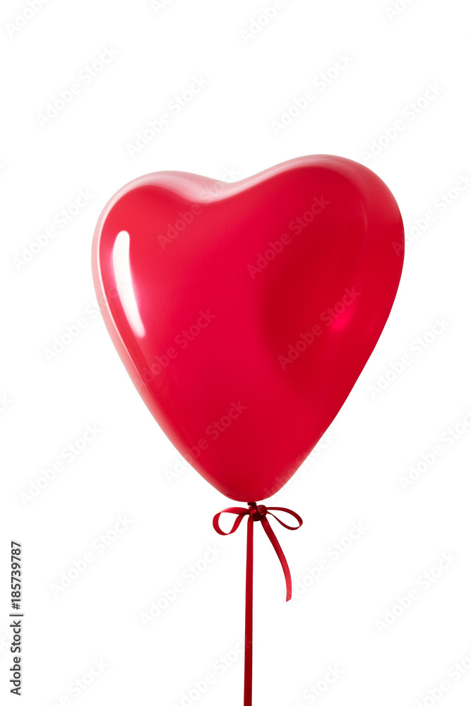 Red heart balloon isolated on a white background.