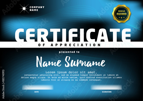 Certificate, Diploma of completion, vector design template