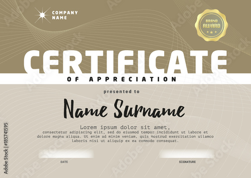 Certificate, Diploma of completion, vector design template