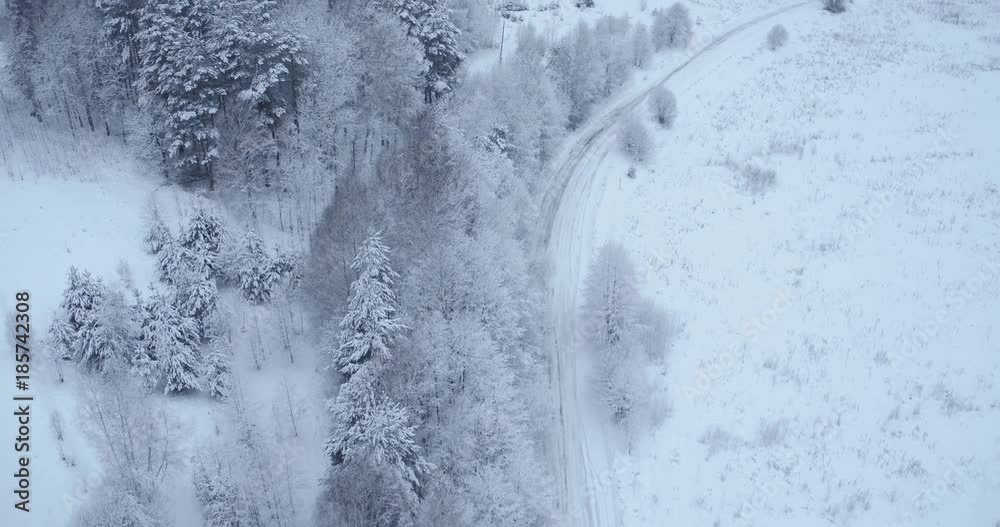 aerial view winter forest and rural landscape aerial view winter forest and rural landscape