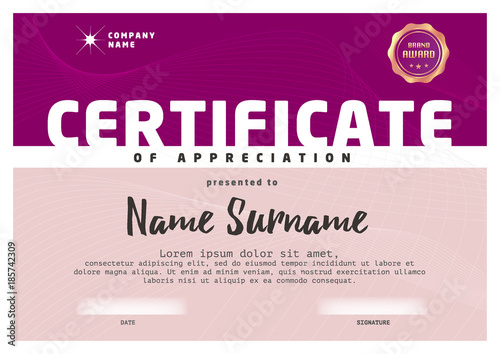 Certificate, Diploma of completion, vector design template